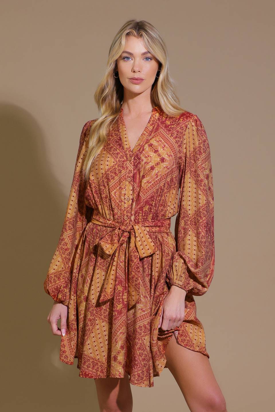 DEEPLY DELIGHTFUL WOVEN MINI DRESS Flying Tomato